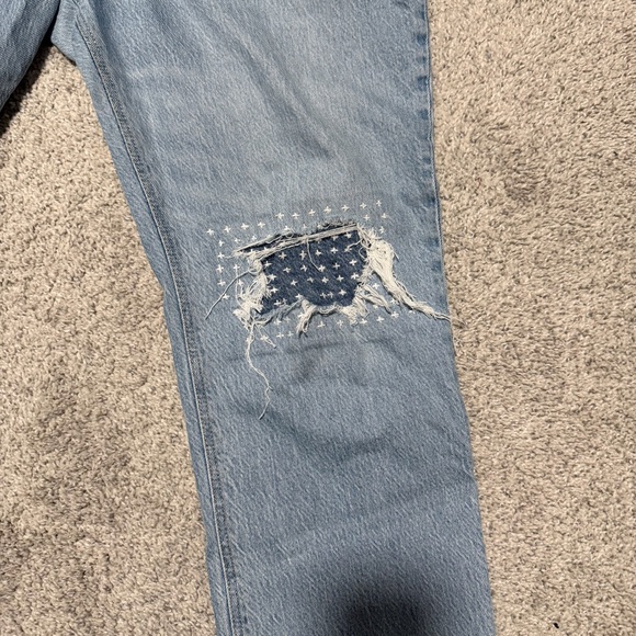 Old Navy High-Waisted Button-Fly Slouchy Straight Rip & Repair Jeans for Women - Picture 3 of 5